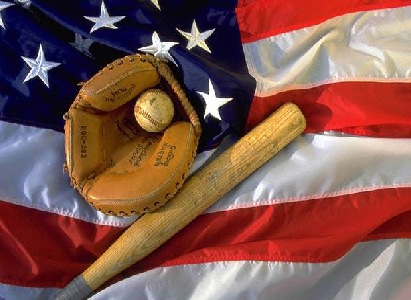 American  Flag  With  Baseball